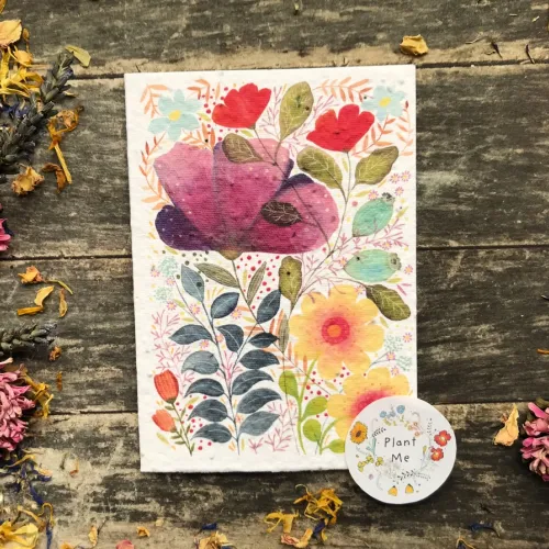 Plantable Seed Greeting Card, Illustrated Card For Birthdays, Occasions, Floral