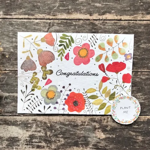 Plantable Congratualtions Seed Card,  Floral, Blank Inside